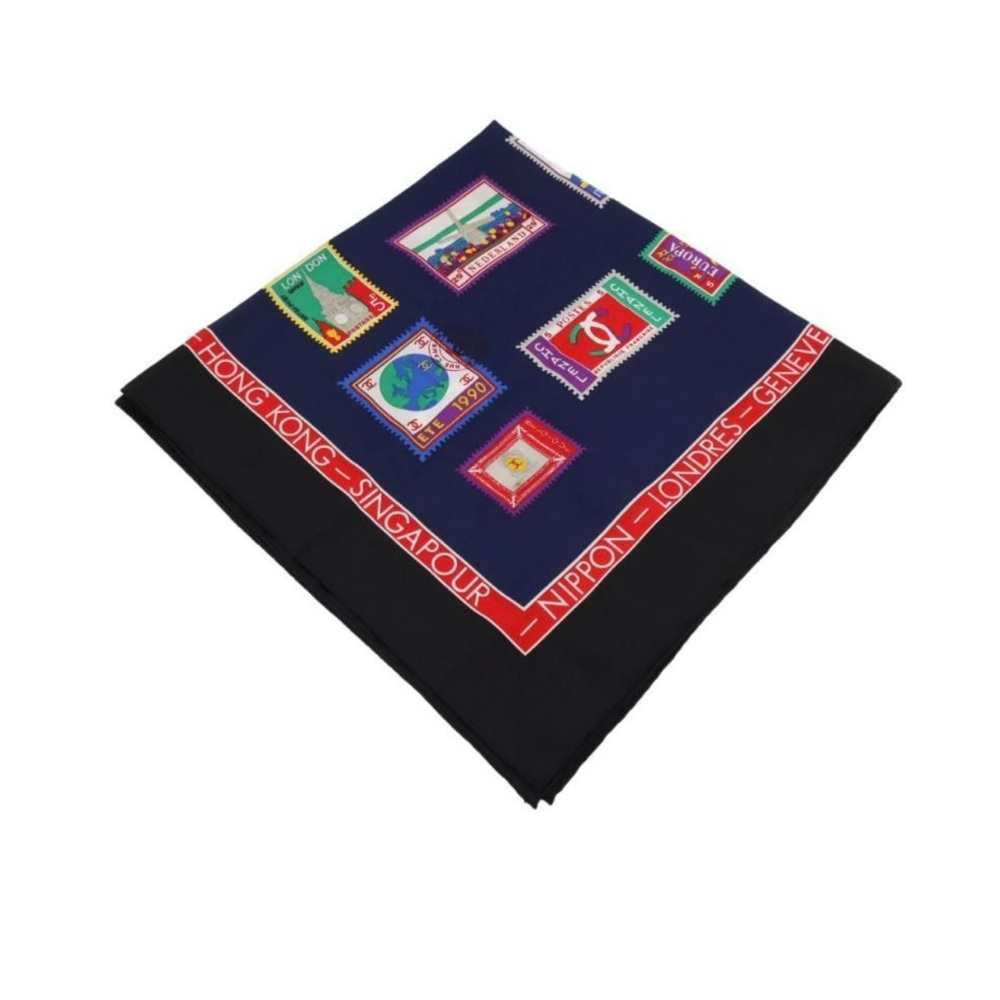 Chanel Multicolored Silk Scarf w/Stamp collection motif..goes with everything - Picture 4 of 4